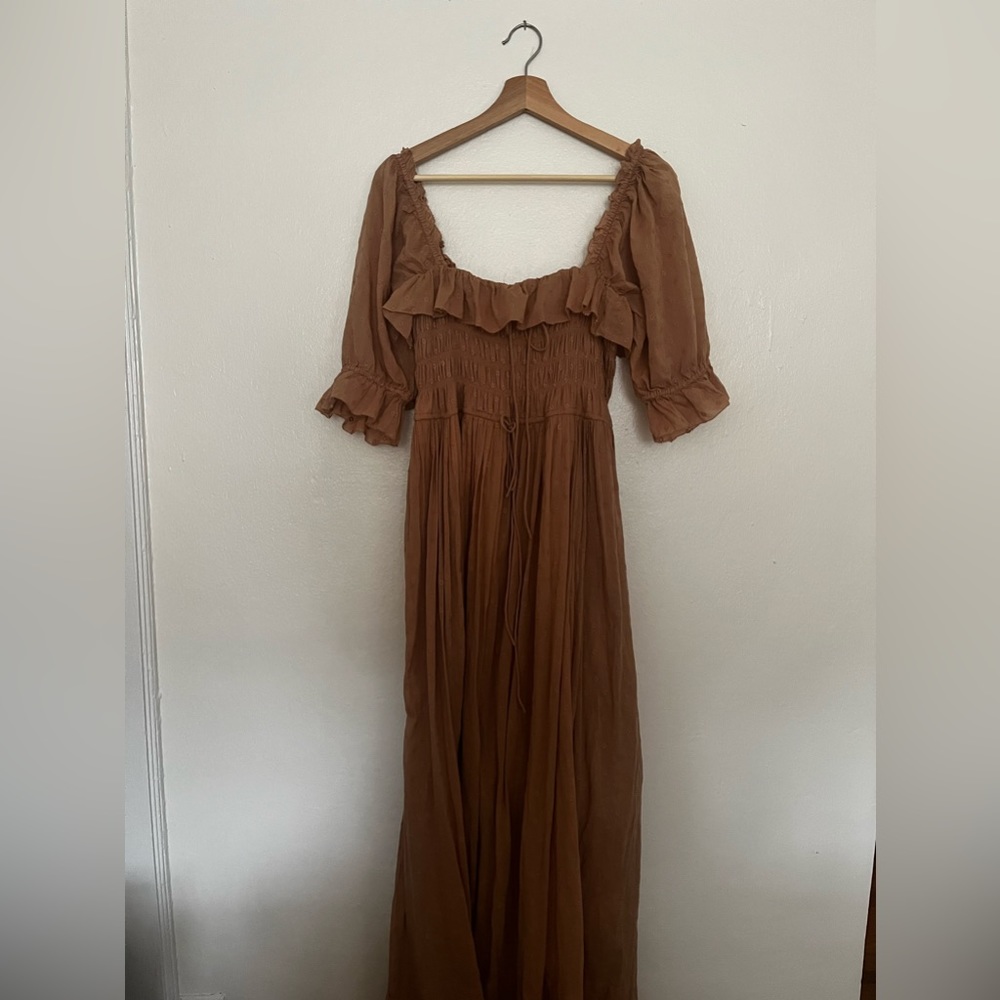 Doên Sol Swiss Dot Maxi dress, Tan/Blush, Medium